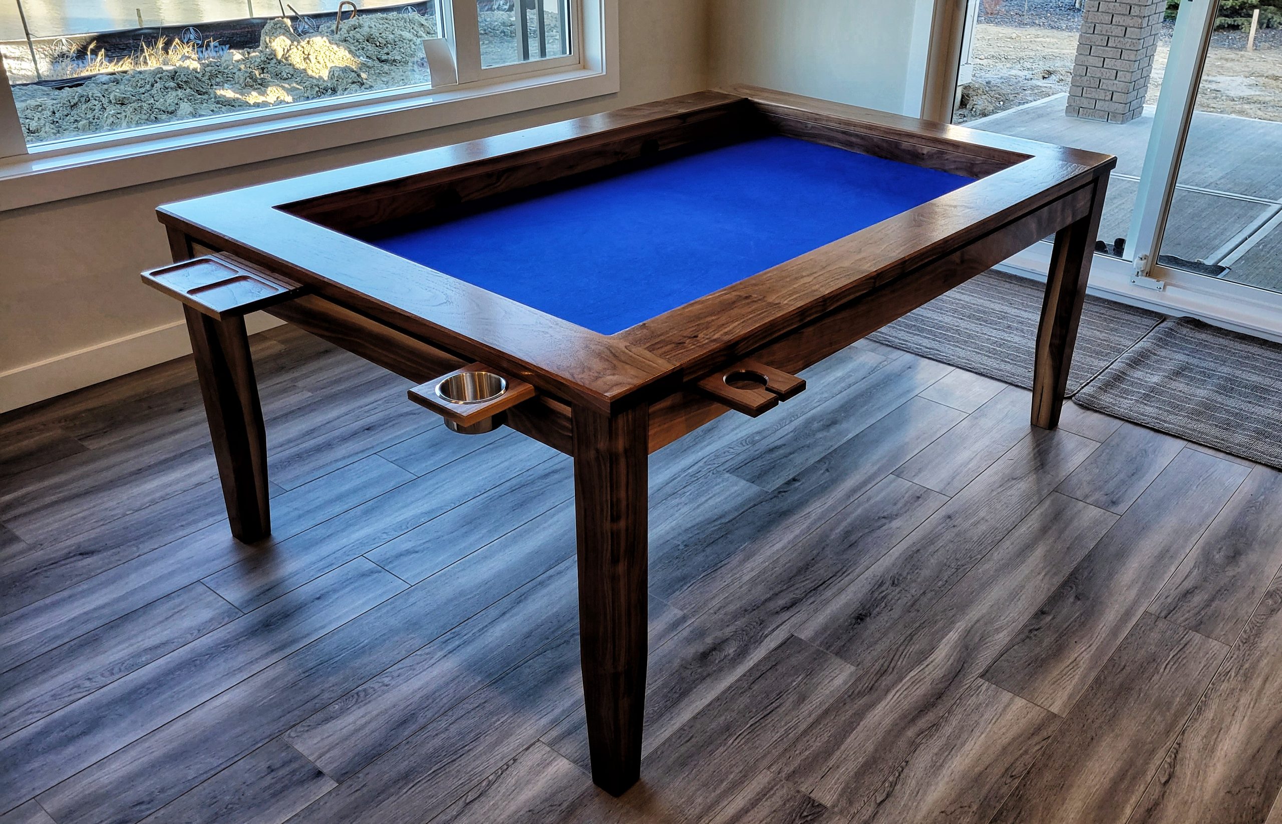 Custom built walnut game table Calgary